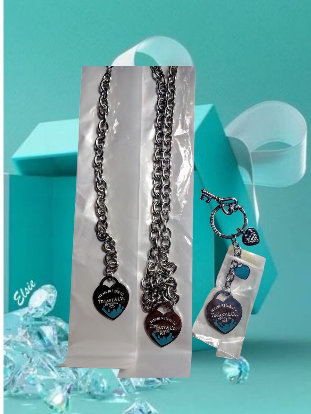 🩵*TTrio Blue Enamel Art Splatter Silver Scripture Set*🩵